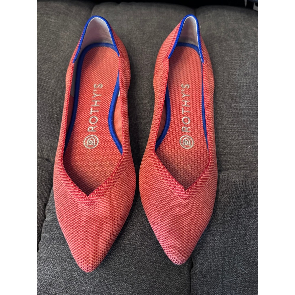Rothy's The Point Flats- Size 7 - Orange/Persimmon - slip on washable shoes